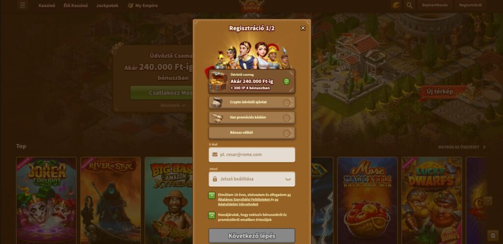 myempire regisztracio