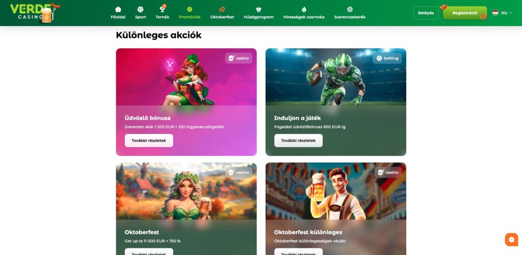 Verde Casino bónuszok