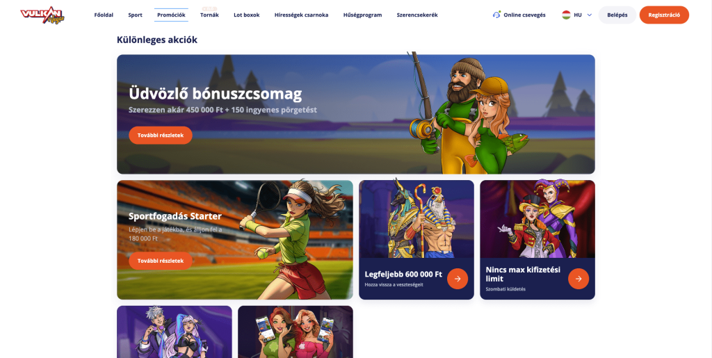 VulkanVegas Casino bónuszok