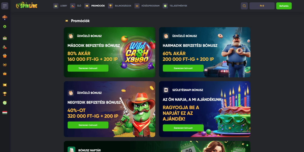Spinline Casino bónuszok