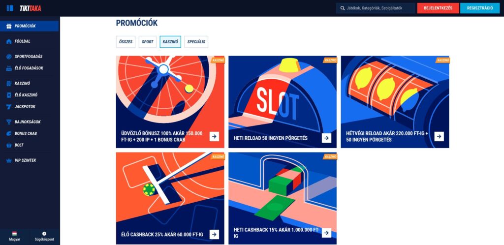 TikiTaka Casino bónuszok