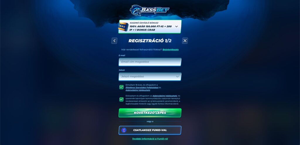 Bassbet Casino regisztráció