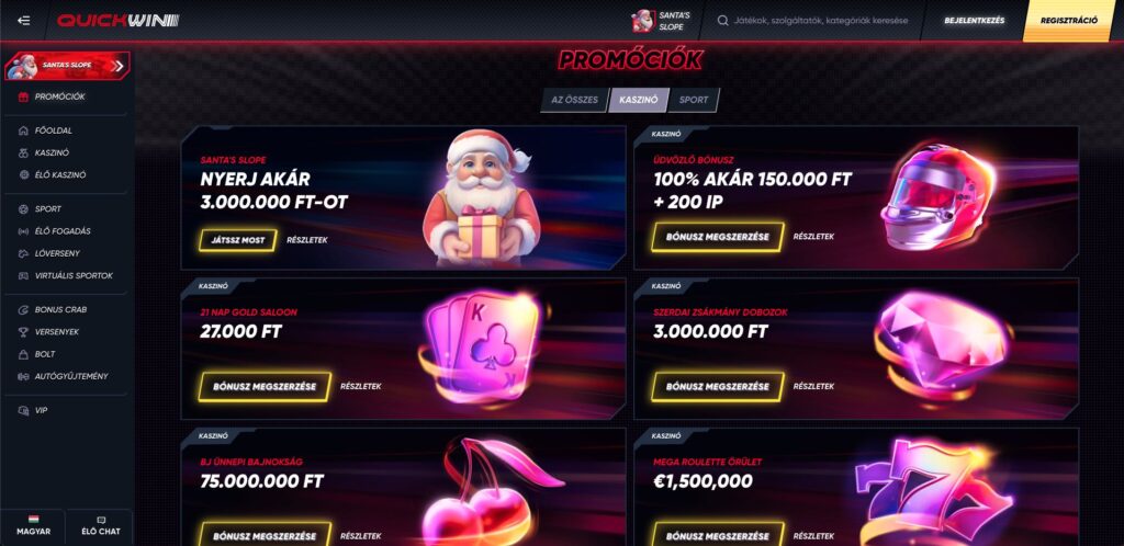 Quickwin Casino bónuszok