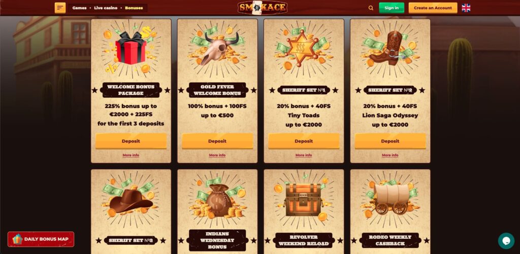 Smokace Casino bónuszok