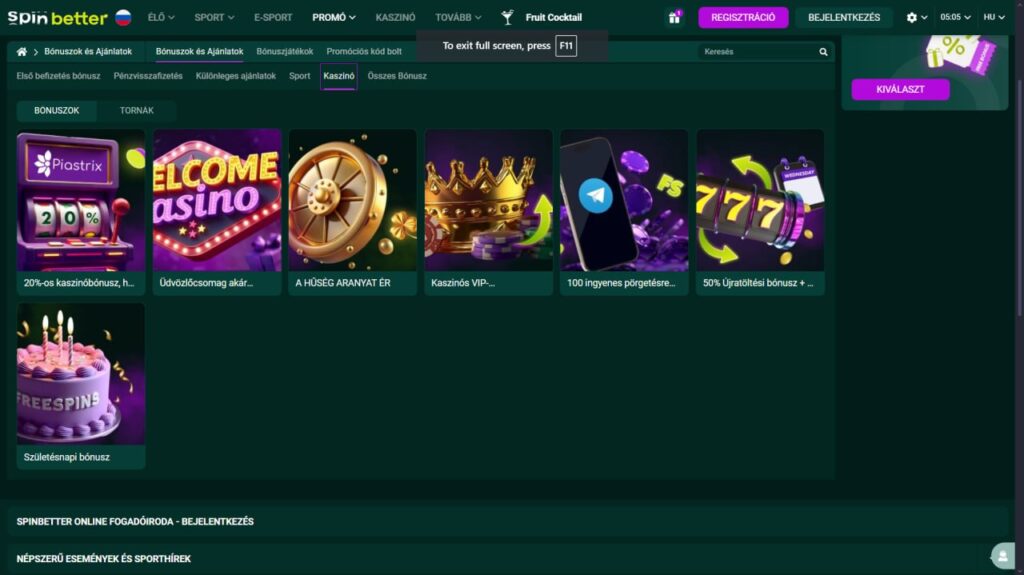 SpinBetter Casino bónuszok