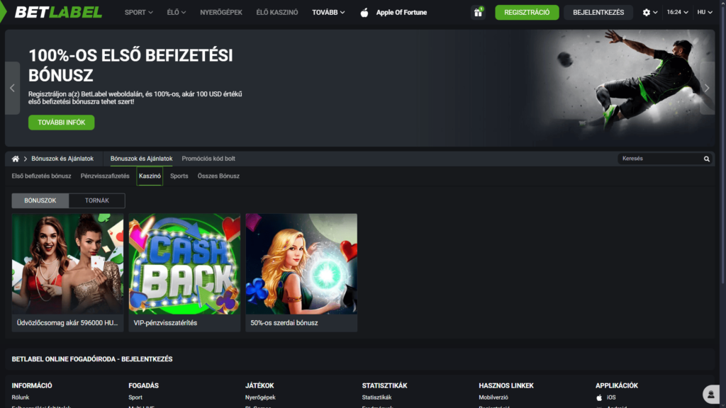 BetLabel Casino bónuszok