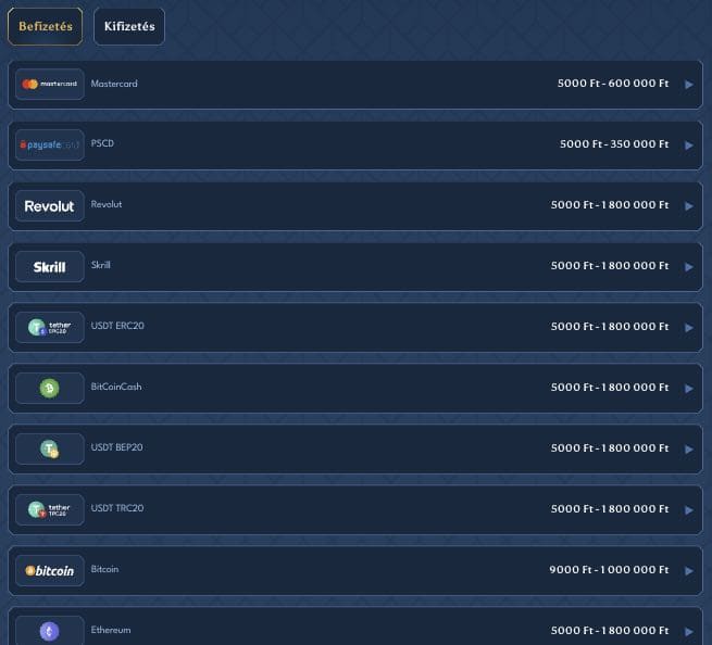 Befizetés módok