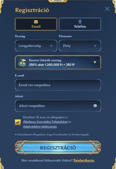 Casea casino regisztráció