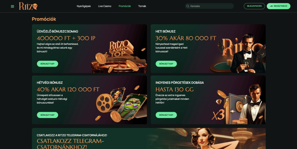 Ritzo Casino bónuszok