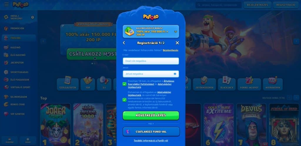 Pistolo Casino regisztráció