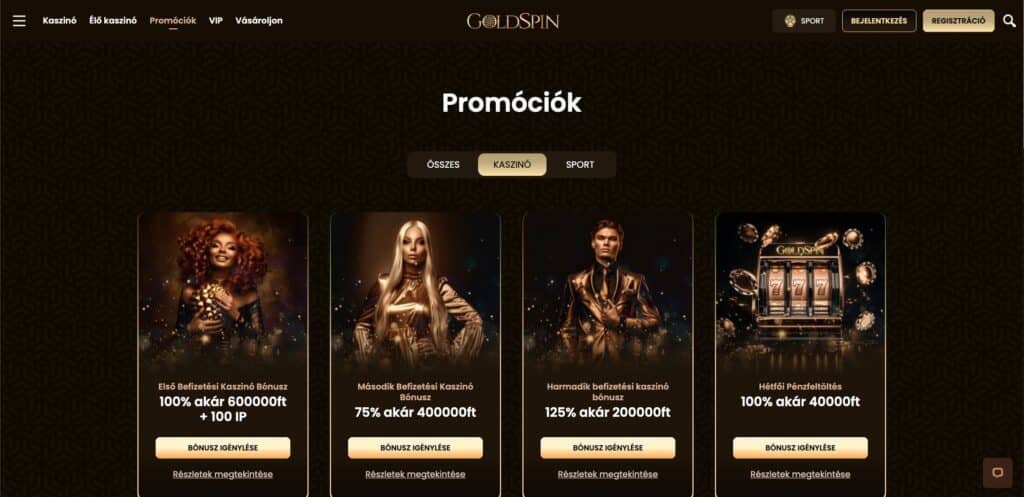 GoldSpin Casino bónuszok