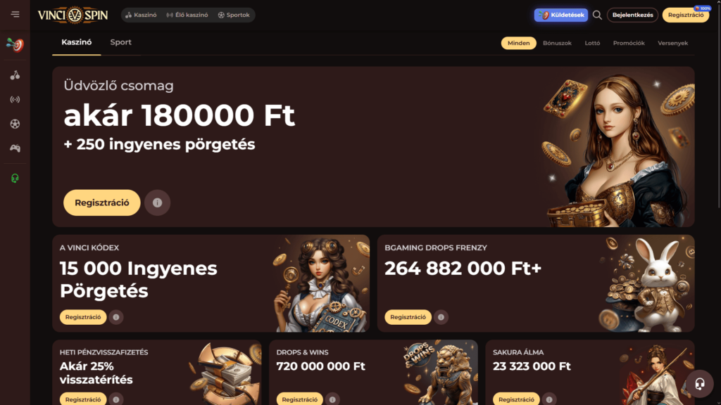 Vincispin Casino bónuszok