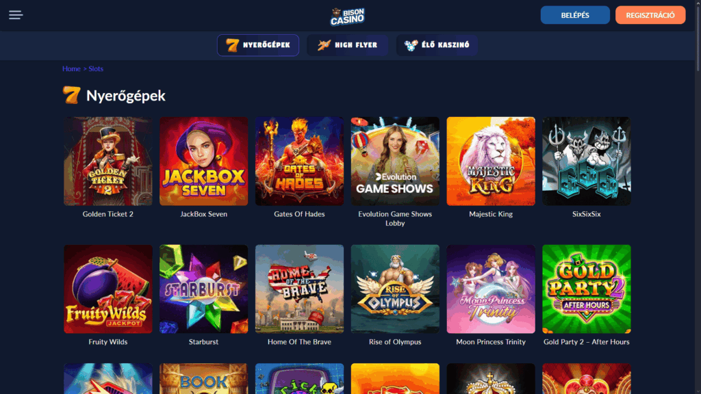 Bison Casino nyerőgépek