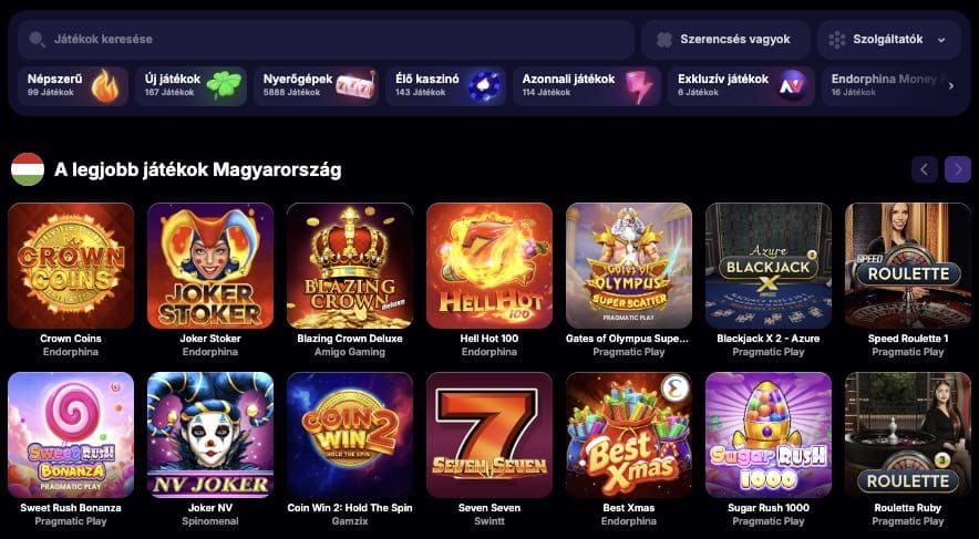 NV Casino nyerőgépek