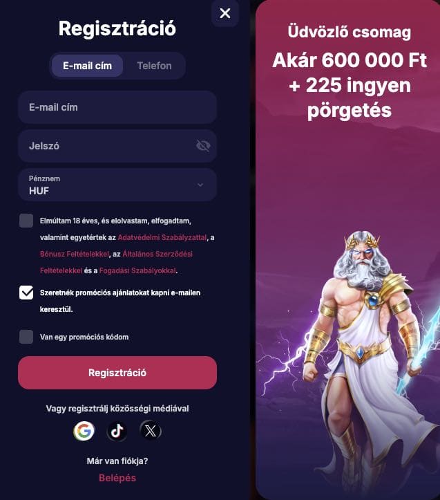 NV Casino regisztráció